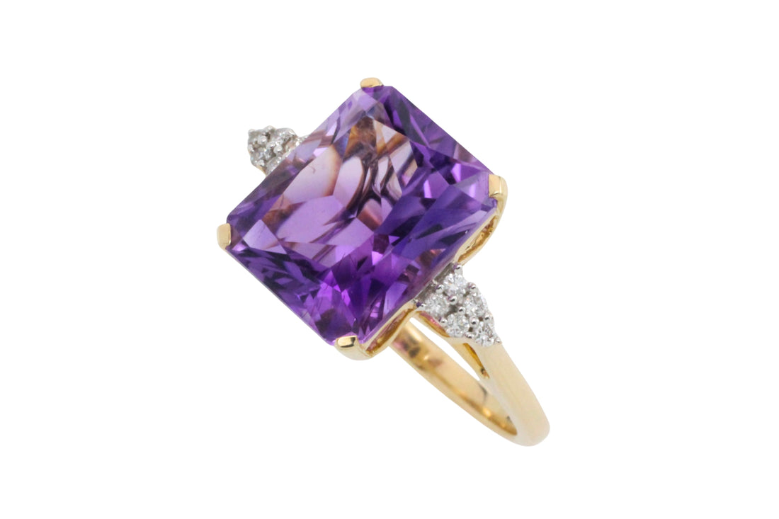 Amatrine and diamond ring in 14 carat gold