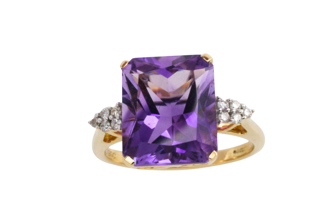Amatrine and diamond ring in 14 carat gold