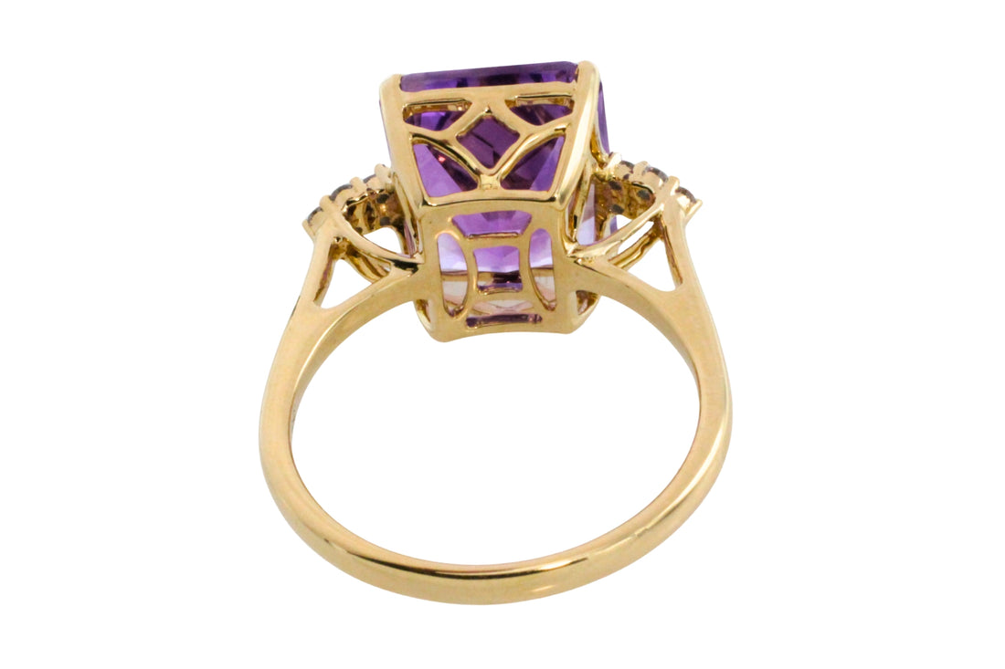 Amatrine and diamond ring in 14 carat gold