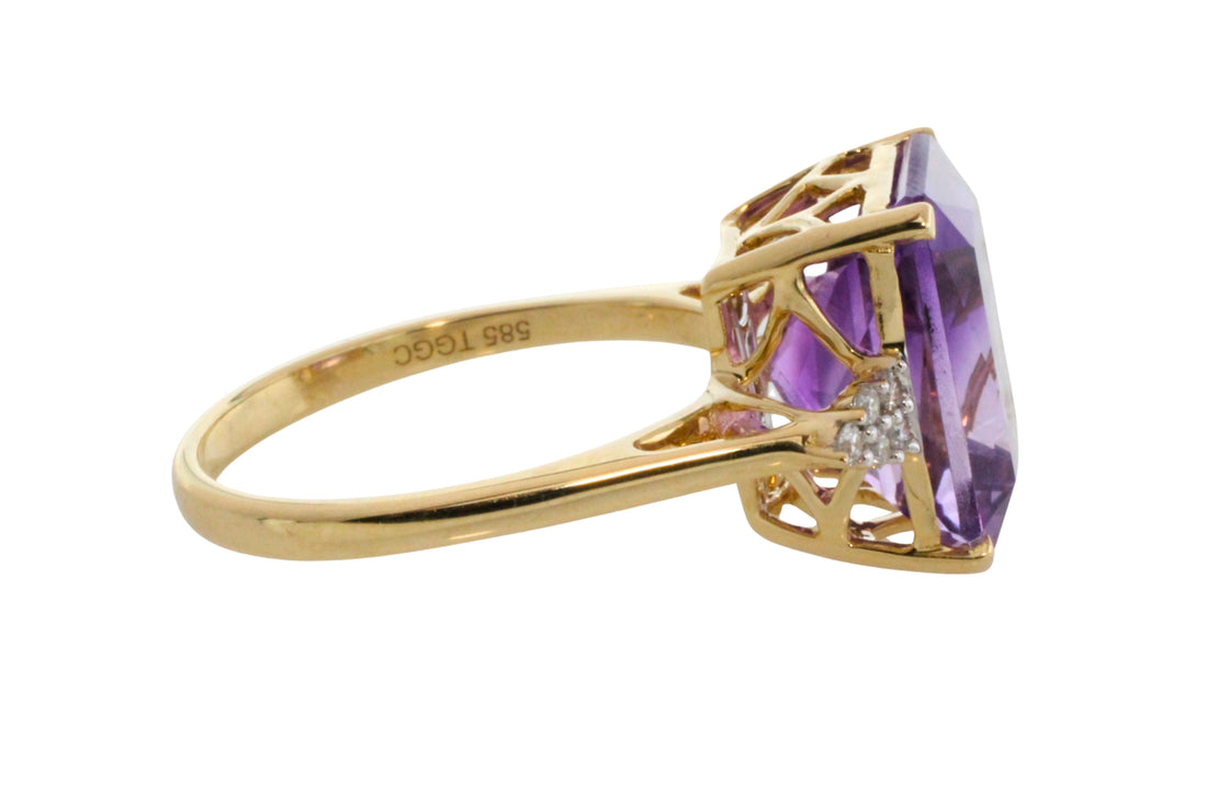 Amatrine and diamond ring in 14 carat gold