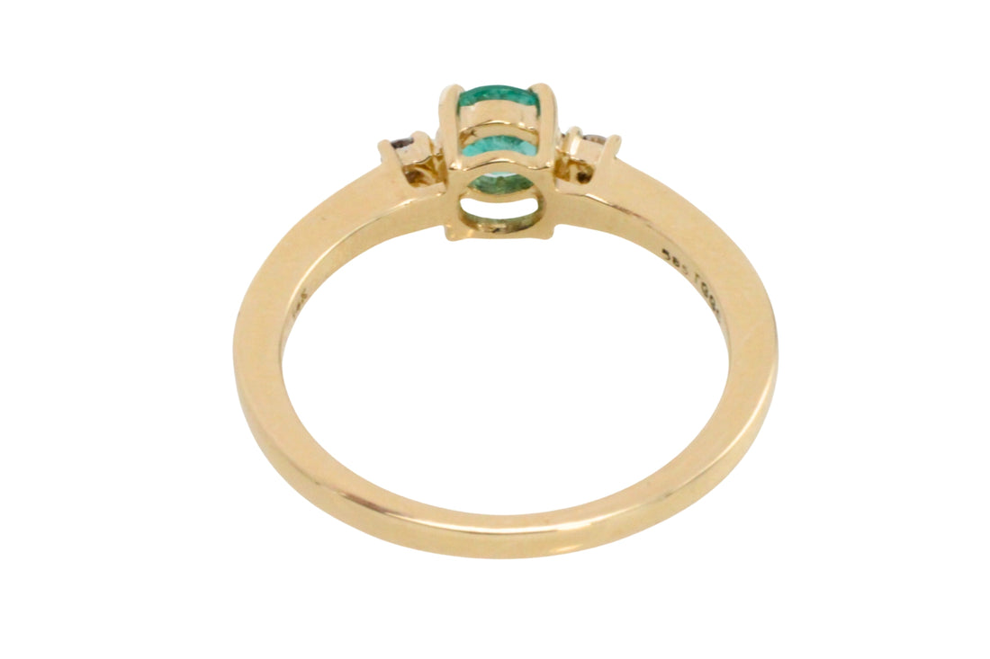 Emerald and diamond ring in 14 carat gold-engagement rings-The Antique Ring Shop