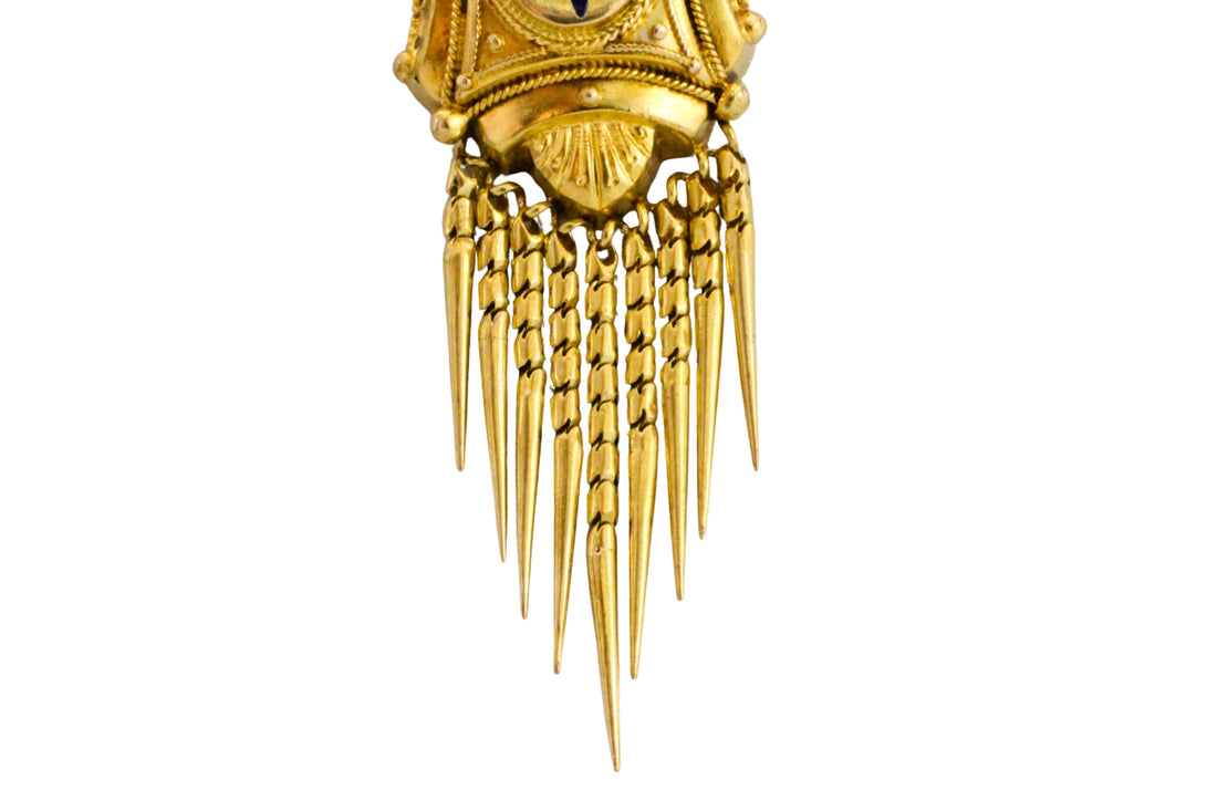 Victorian tassel pendant with enamel and pearl