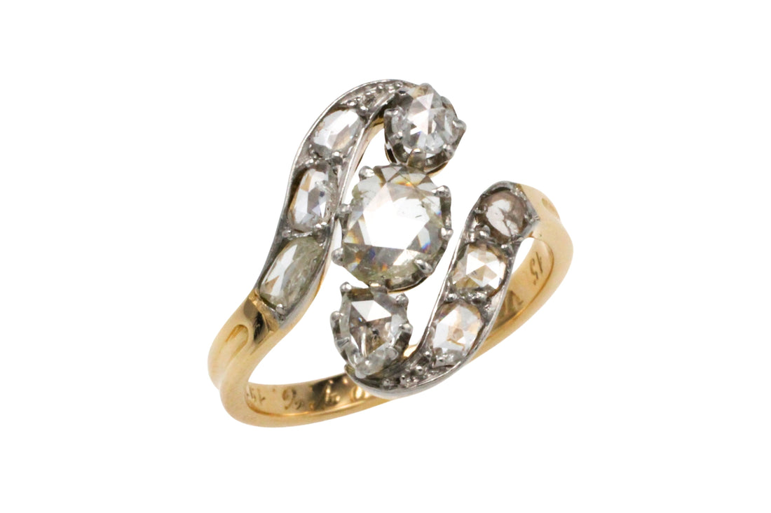 Antique rose diamond swirl ring