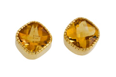 Citrine earrings in 18 carat gold-Earrings-The Antique Ring Shop