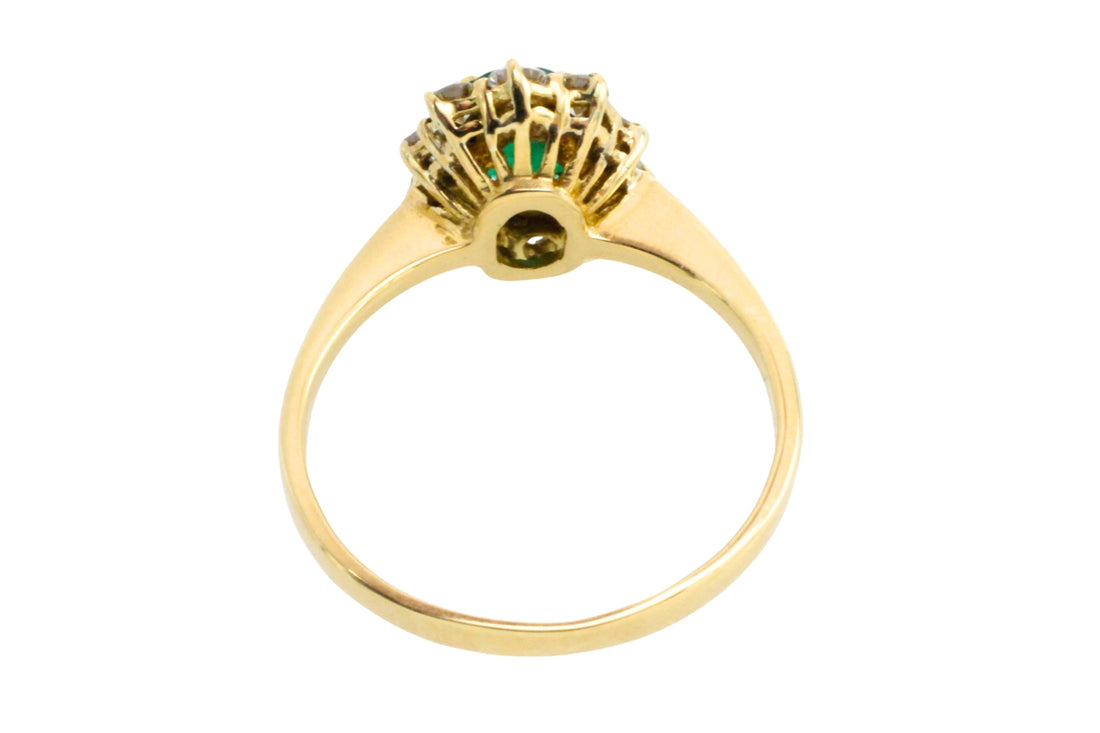 Vintage emerald and diamond ring in 18 carat gold