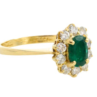 Vintage emerald and diamond ring in 18 carat gold
