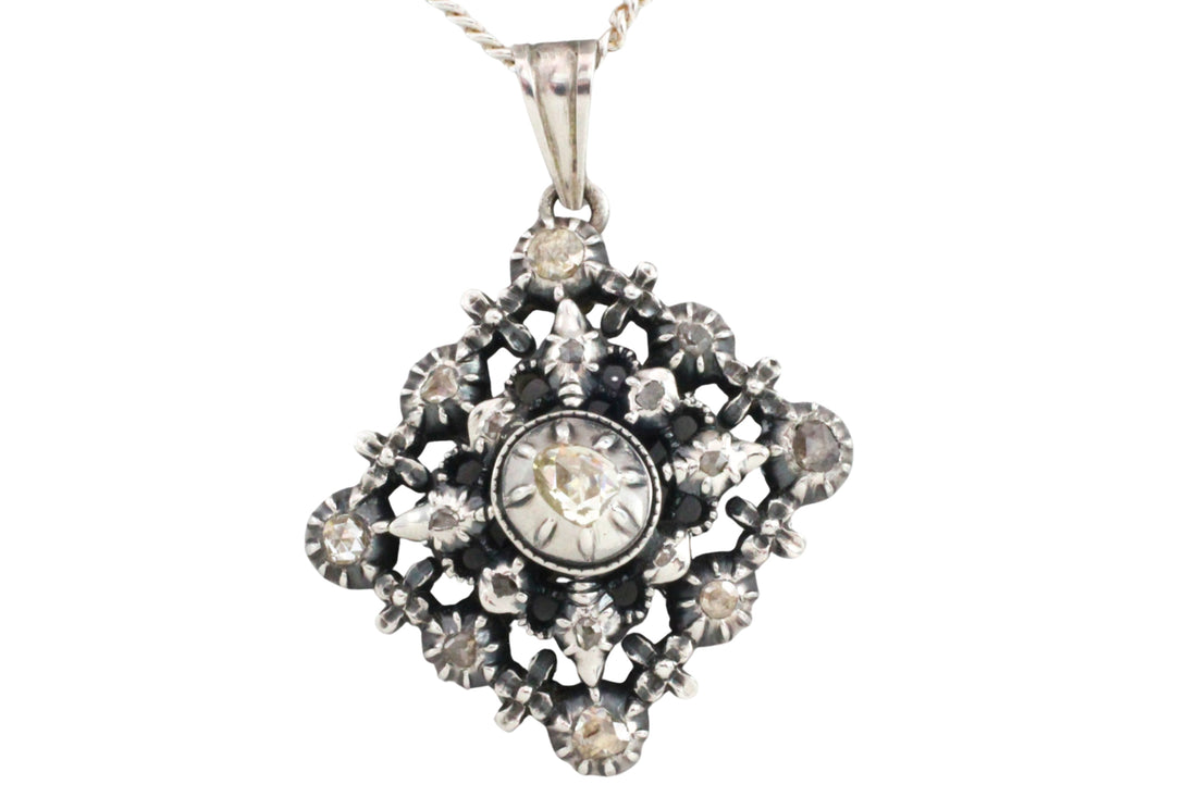 Rose diamond pendant in silver