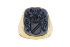 Vintage signet agate intaglio ring in 14 carat gold-gents rings-The Antique Ring Shop