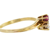 Ruby and diamond Toi et Moi ring
