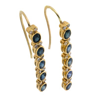 Sappire pendant earrings in 18 carat gold