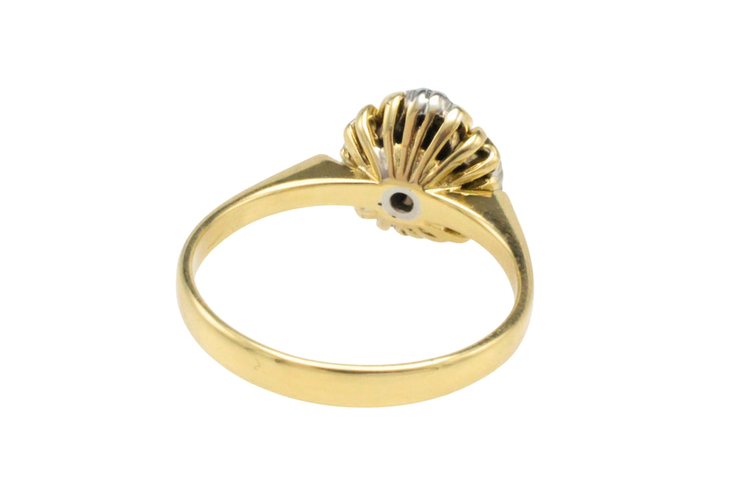 Ruby and diamond cluster ring in 18 carat gold-Vintage Rings-The Antique Ring Shop