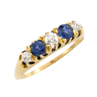 Edwardiaanse saffier en diamanten ring