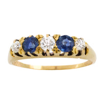 Edwardiaanse saffier en diamanten ring