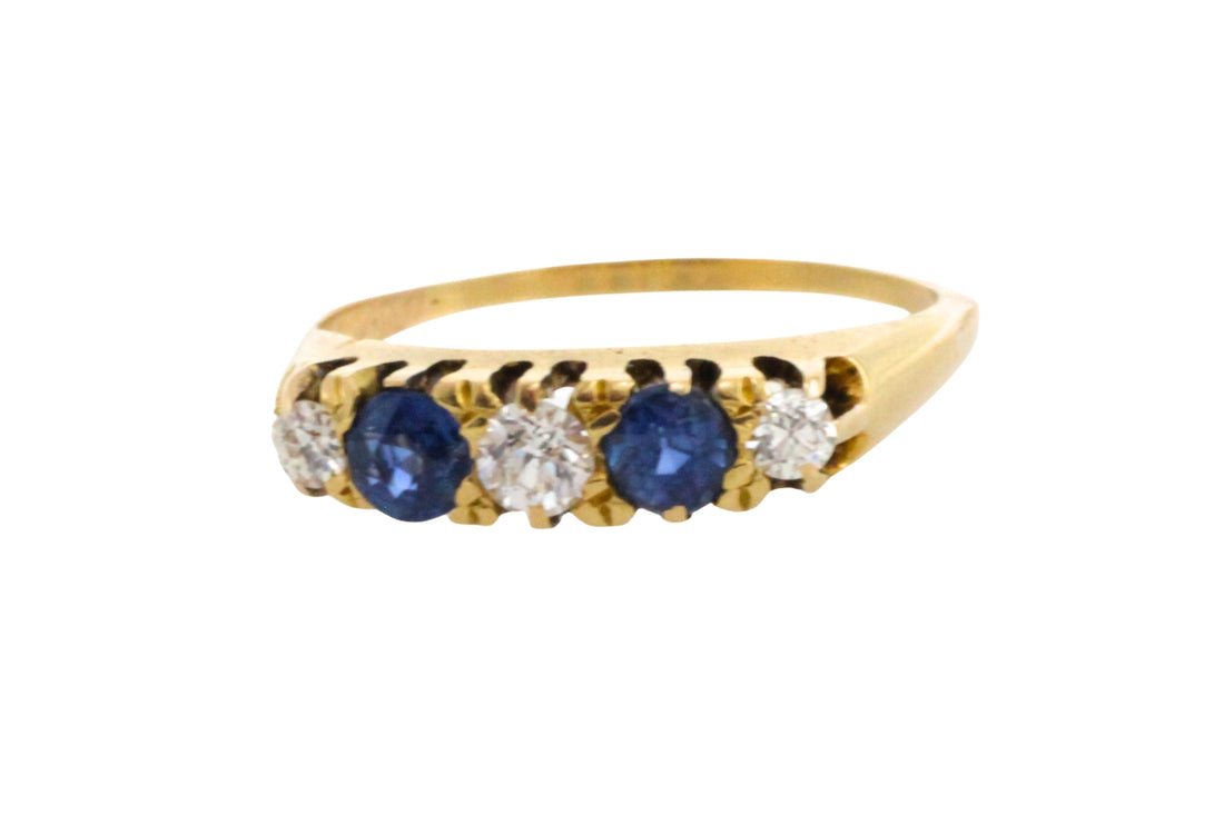 Edwardiaanse saffier en diamanten ring