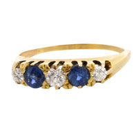 Edwardiaanse saffier en diamanten ring