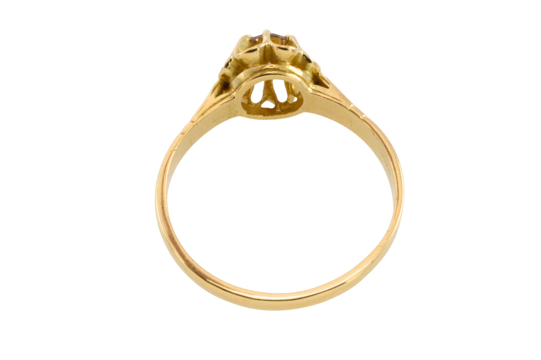 light brown diamond solitaire ring in 20 carat gold-engagement rings-The Antique Ring Shop
