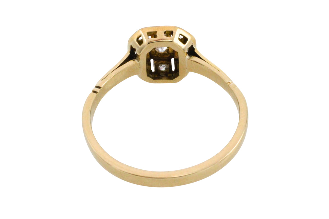 Edwardian 18 carat gold diamond panel ring