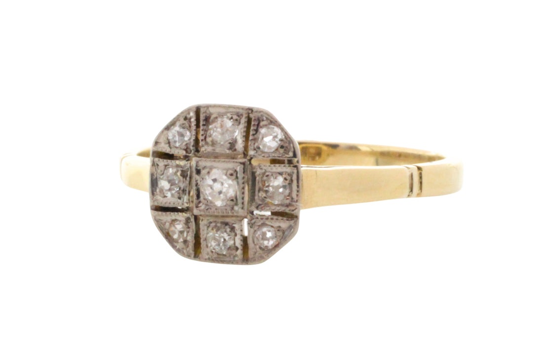 Edwardian 18 carat gold diamond panel ring