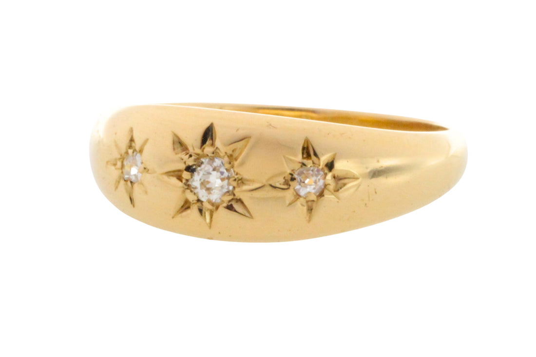 Edwardian old cut diamond gypsy ring from 1912