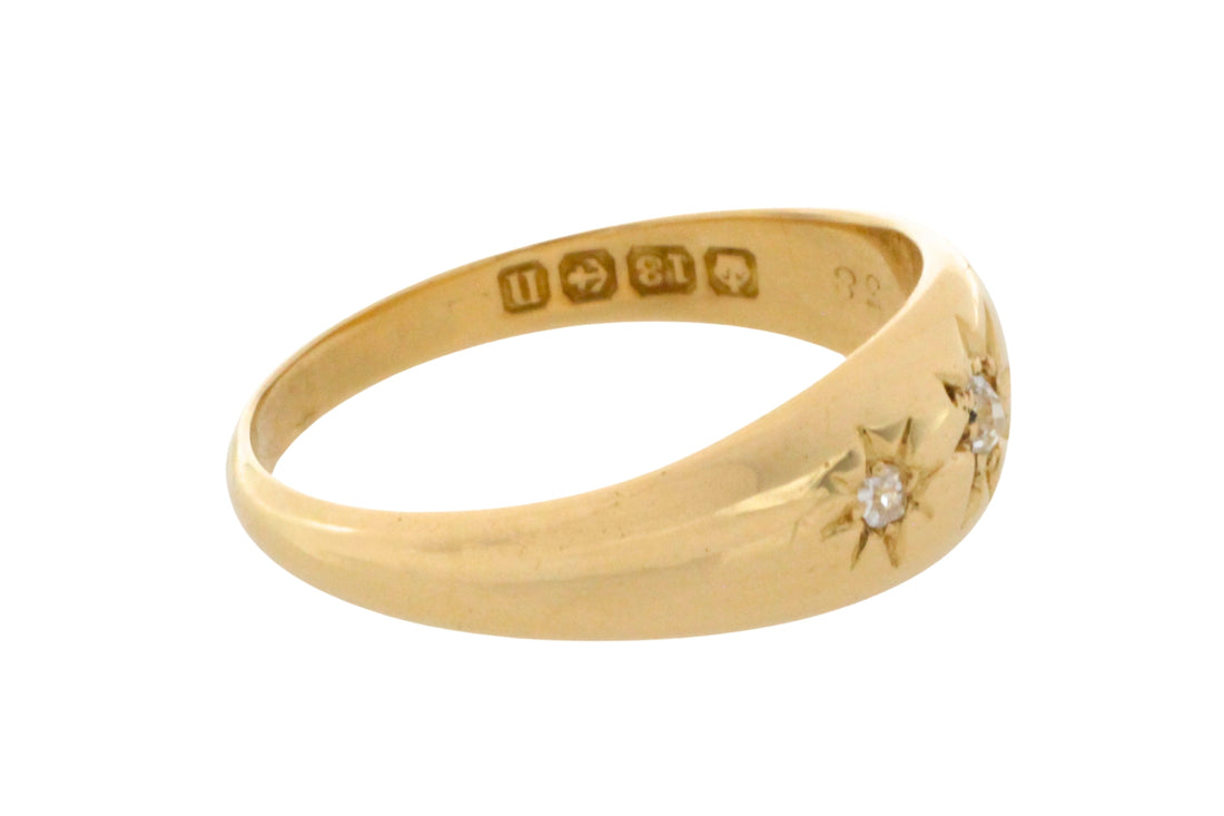 Edwardian old cut diamond gypsy ring from 1912