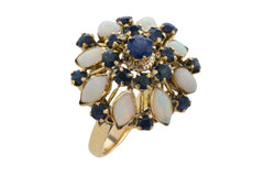 Vintage sapphire and opal ring in 14 carat gold-Vintage rings-The Antique Ring Shop
