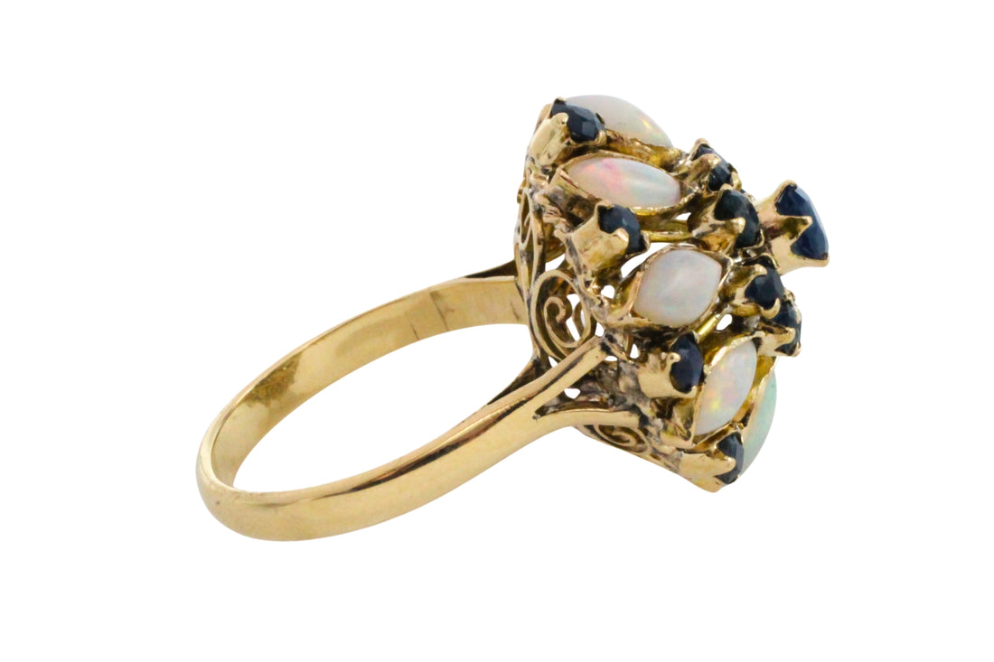 Vintage sapphire and opal ring in 14 carat gold