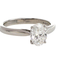 Oval diamond solitairte ring in platinum-engagement rings-The Antique Ring Shop