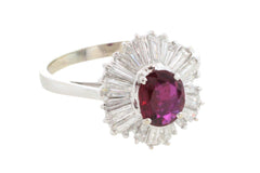 Baguette diamond and ruby ring in white gold-The Antique Ring Shop