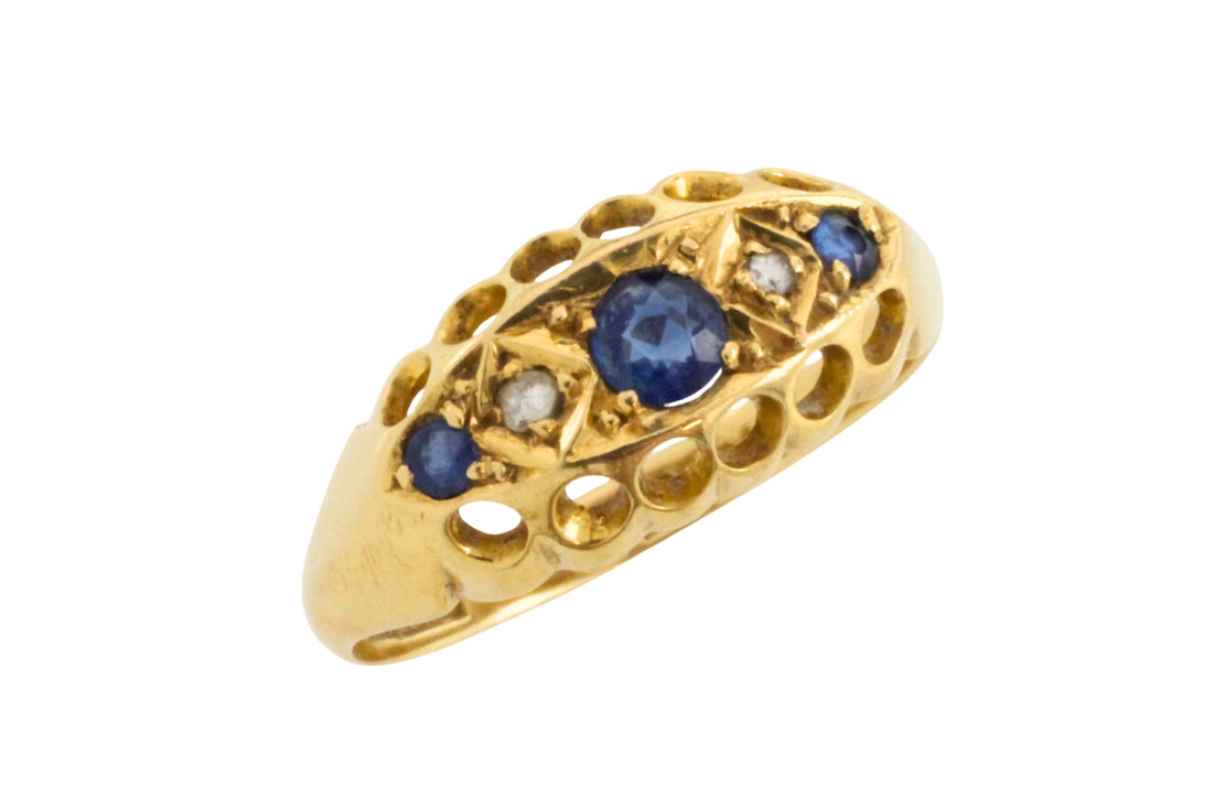 Edwardian sapphire and rose diamond ring from 1914