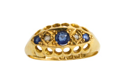 Edwardian sapphire and rose diamond ring from 1914-Antique rings-The Antique Ring Shop