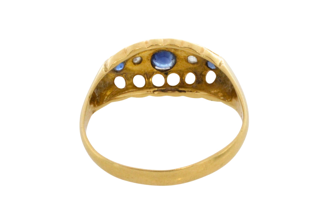 Edwardian sapphire and rose diamond ring from 1914