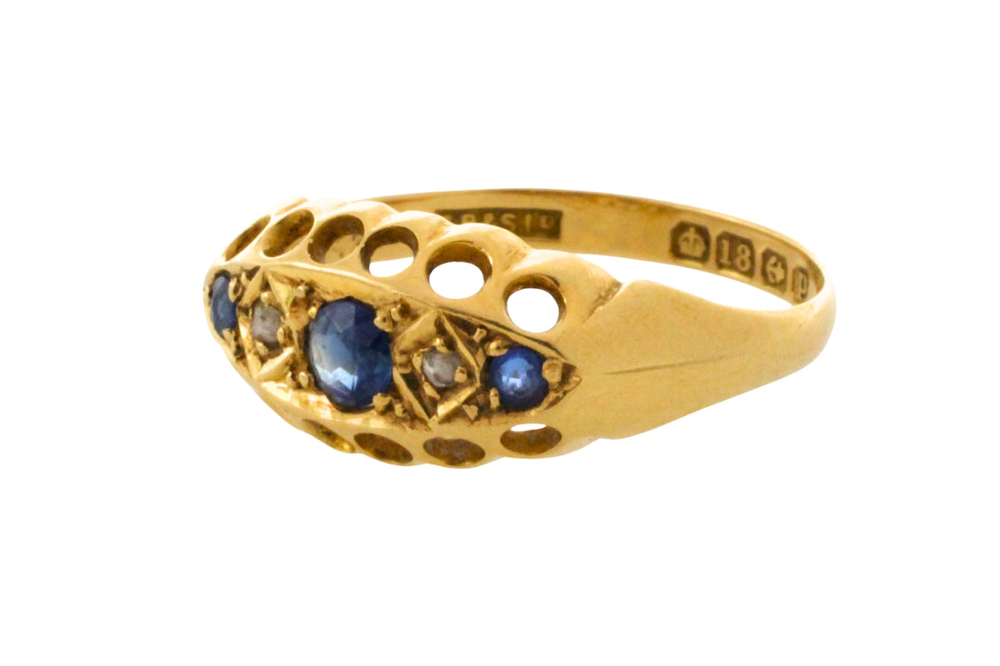 Edwardian sapphire and rose diamond ring from 1914