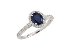 Sapphire cluster ring in 18 carat white gold-engagement rings-The Antique Ring Shop