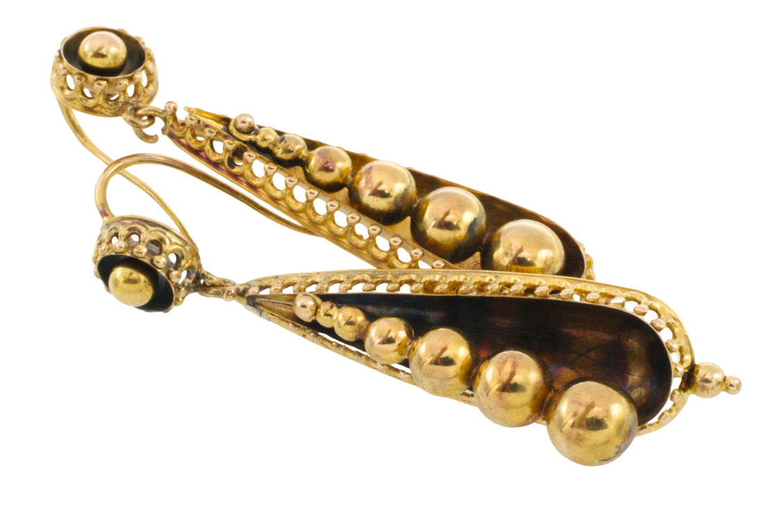 Victorian 15 carat gold pendant earrings