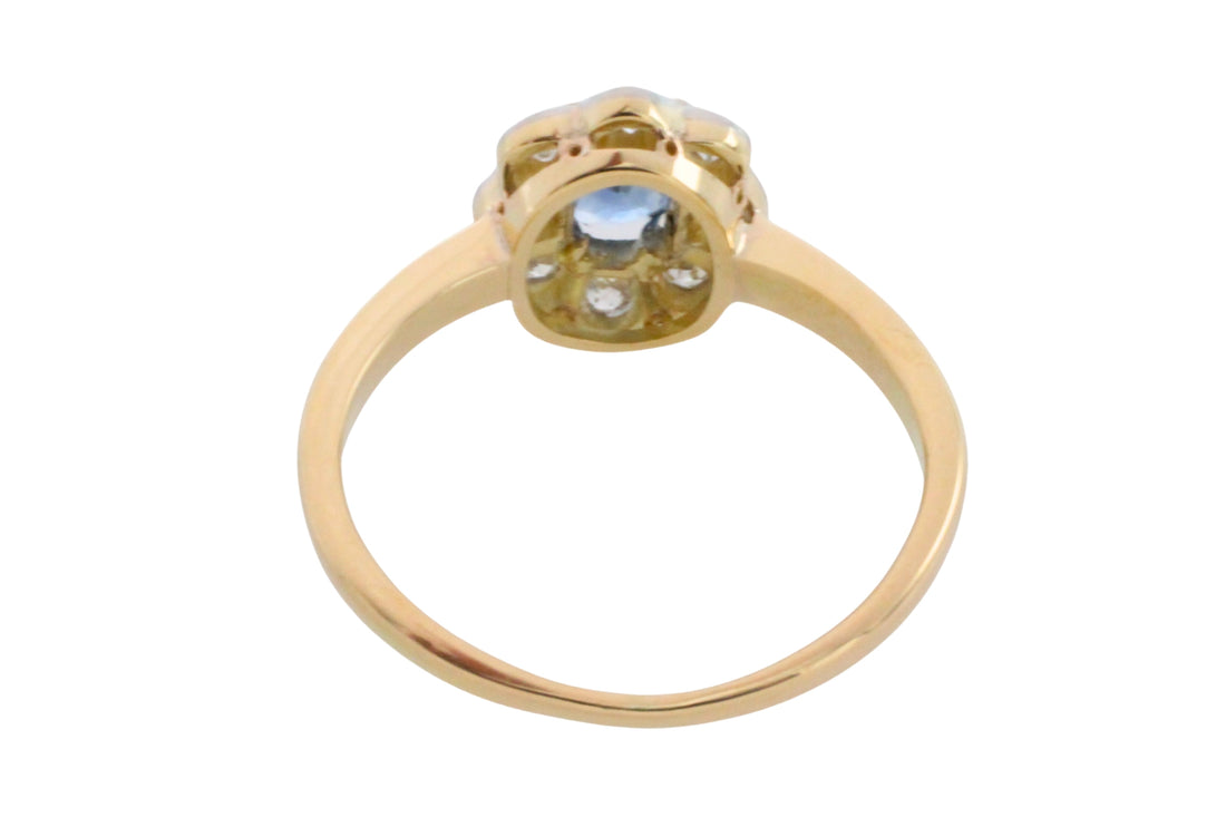 Vintage sapphire and diamond cluster ring