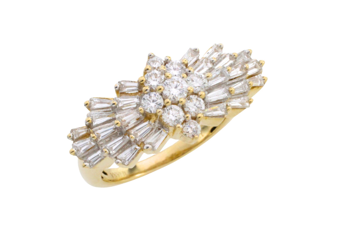 Vintage baguette and brilliant cut diamond ring