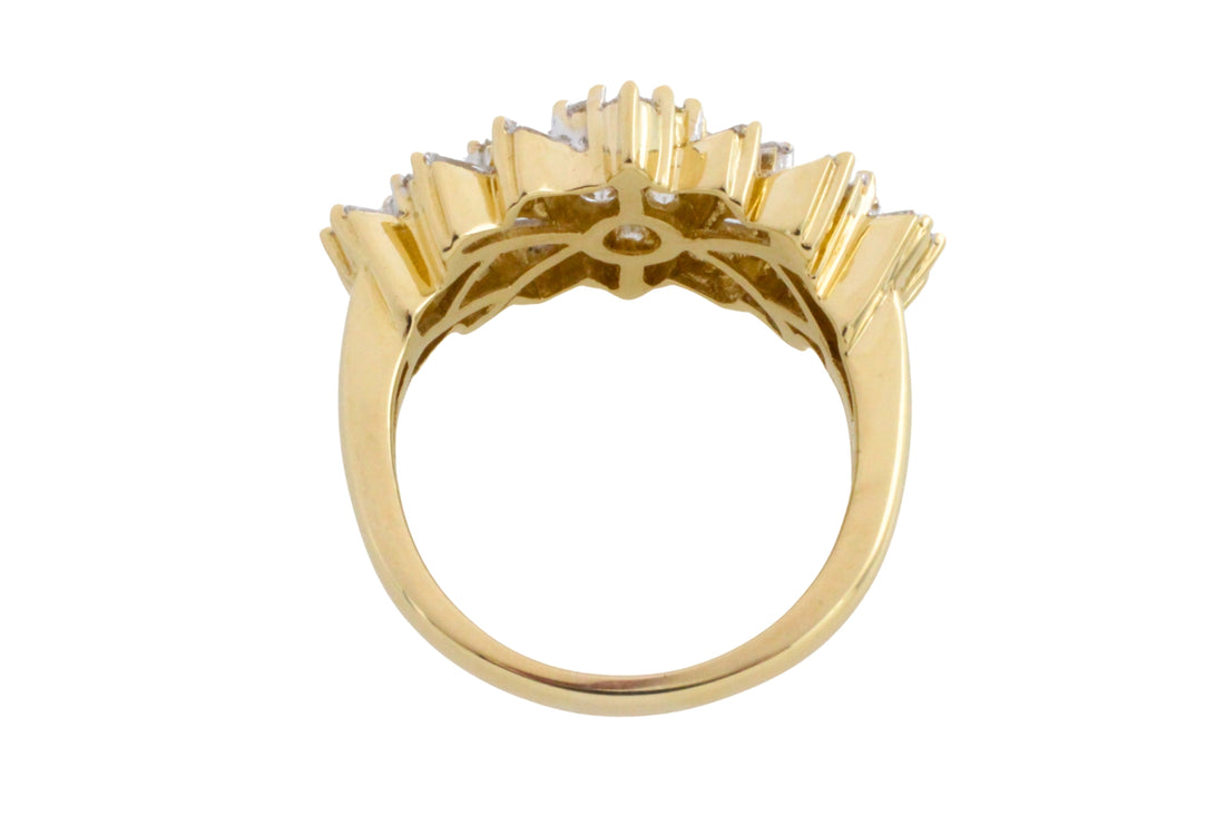 Vintage baguette and brilliant cut diamond ring