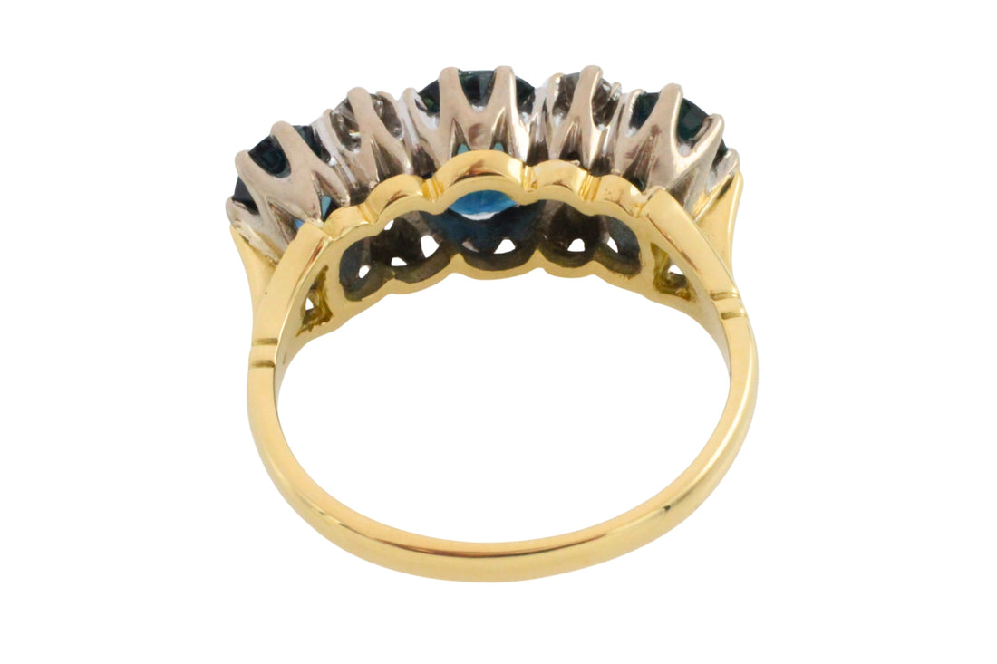 Vintage sapphire and diamond ring in 18 carat gold