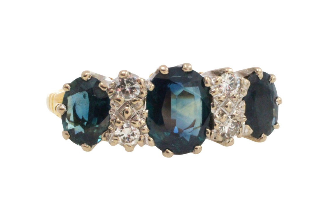 Vintage sapphire and diamond ring in 18 carat gold