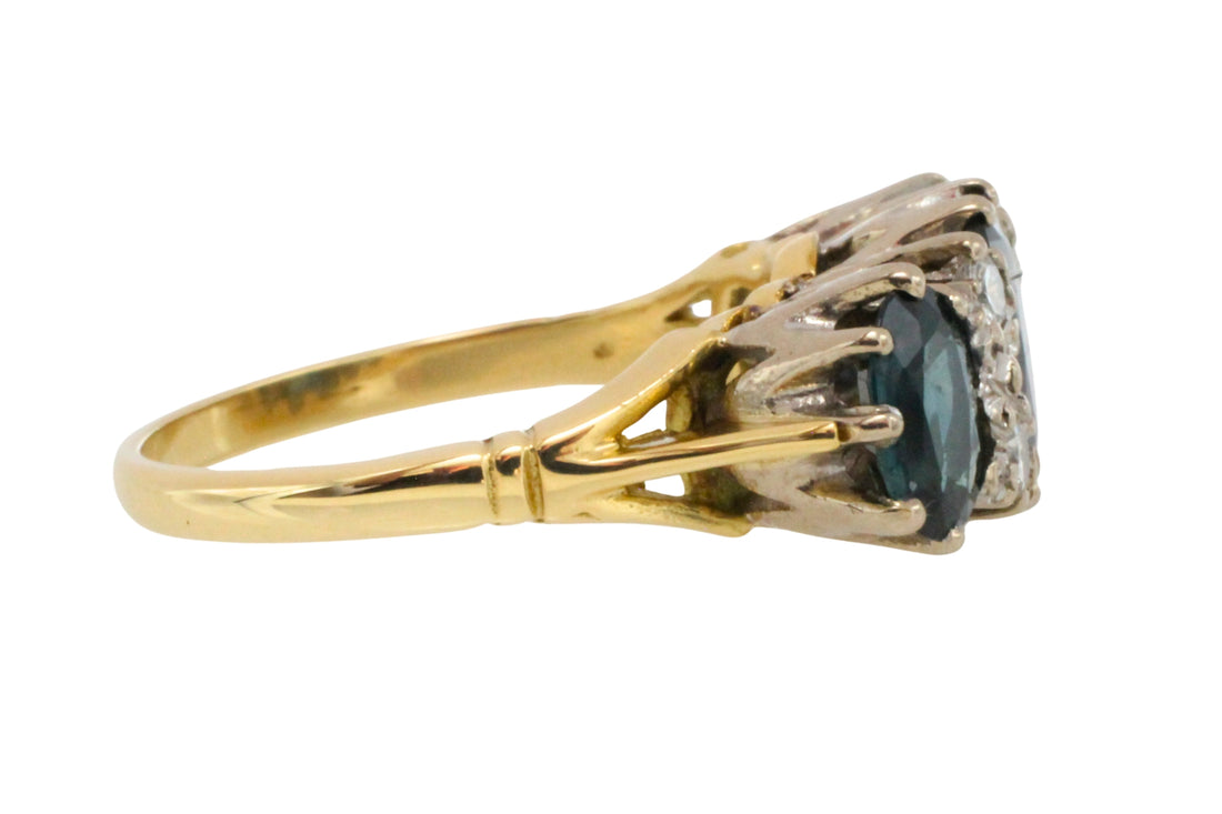 Vintage sapphire and diamond ring in 18 carat gold