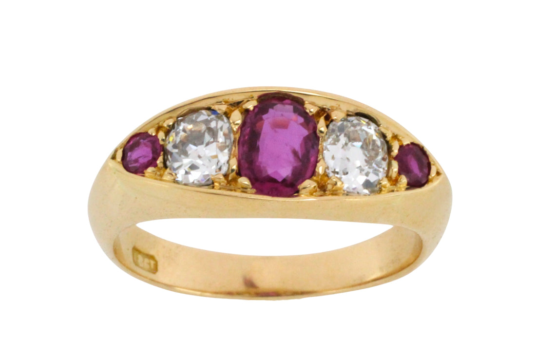 Victorian ruby and old mine cut diamond ring