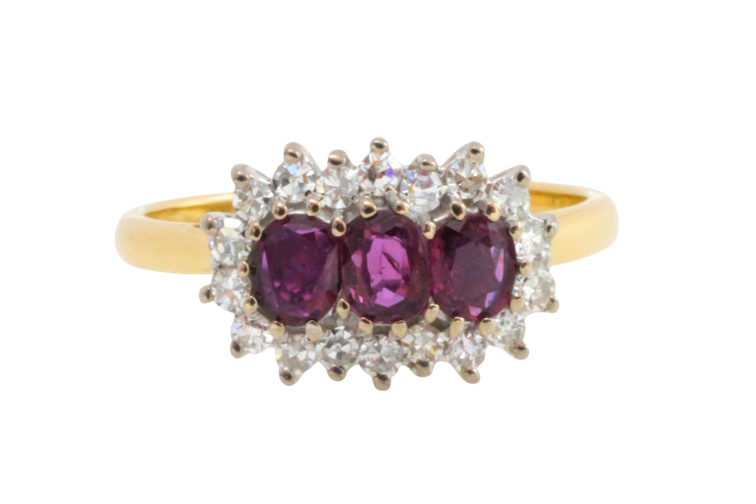 Vintage ruby and diamond ring in 18 carat gold