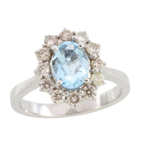 Aquamarine and diamond ring in white gold