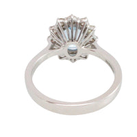 Aquamarine and diamond ring in white gold
