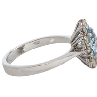 Aquamarine and diamond ring in white gold
