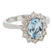 Aquamarine and diamond ring in white gold