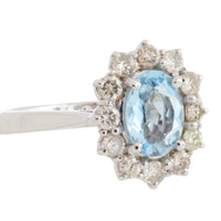 Aquamarine and diamond ring in white gold