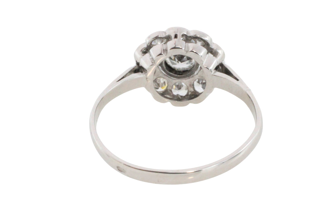 Old cut diamond cluster ring iin white gold-engagement rings-The Antique Ring Shop