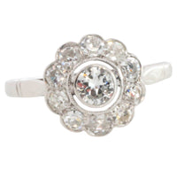Old cut diamond cluster ring iin white gold-engagement rings-The Antique Ring Shop