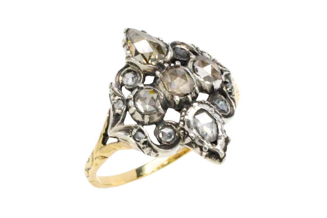 Antique rose diamond ring in silver and gold-Antique rings-The Antique Ring Shop